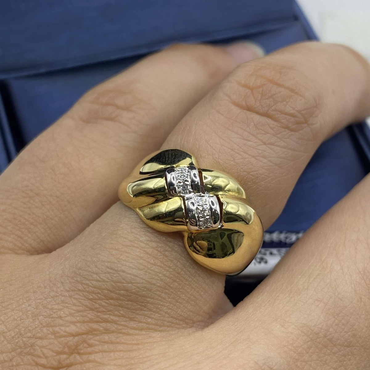 Anello a Fascia in Oro 18KT Bicolore con Diamanti
