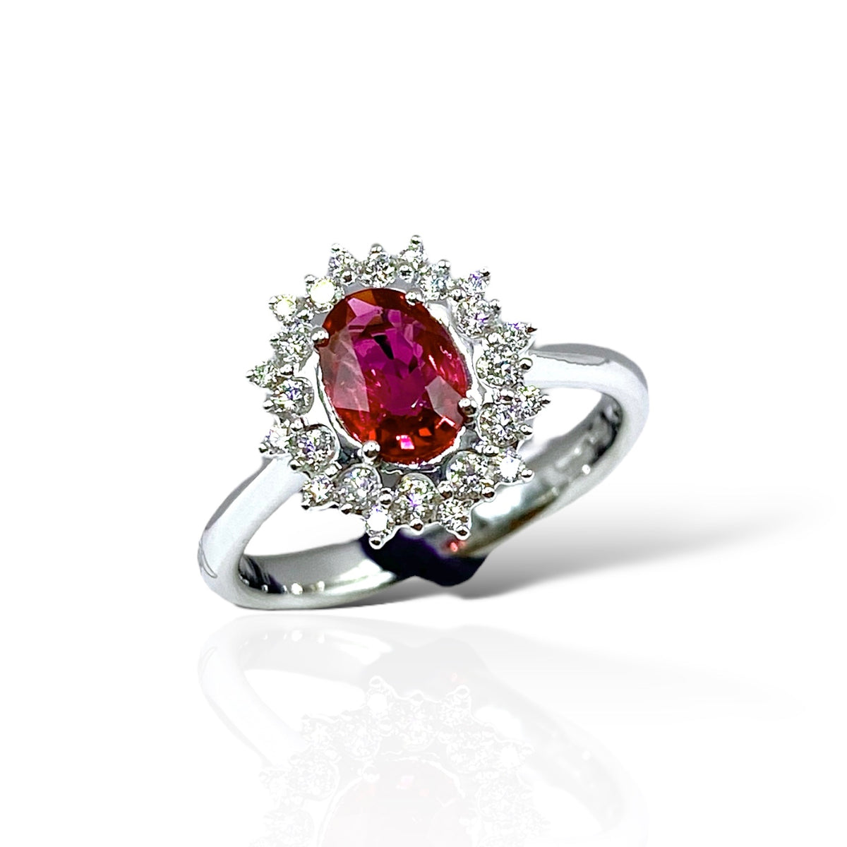 Anello Recarlo con Diamanti e Rubino Ct 0,84