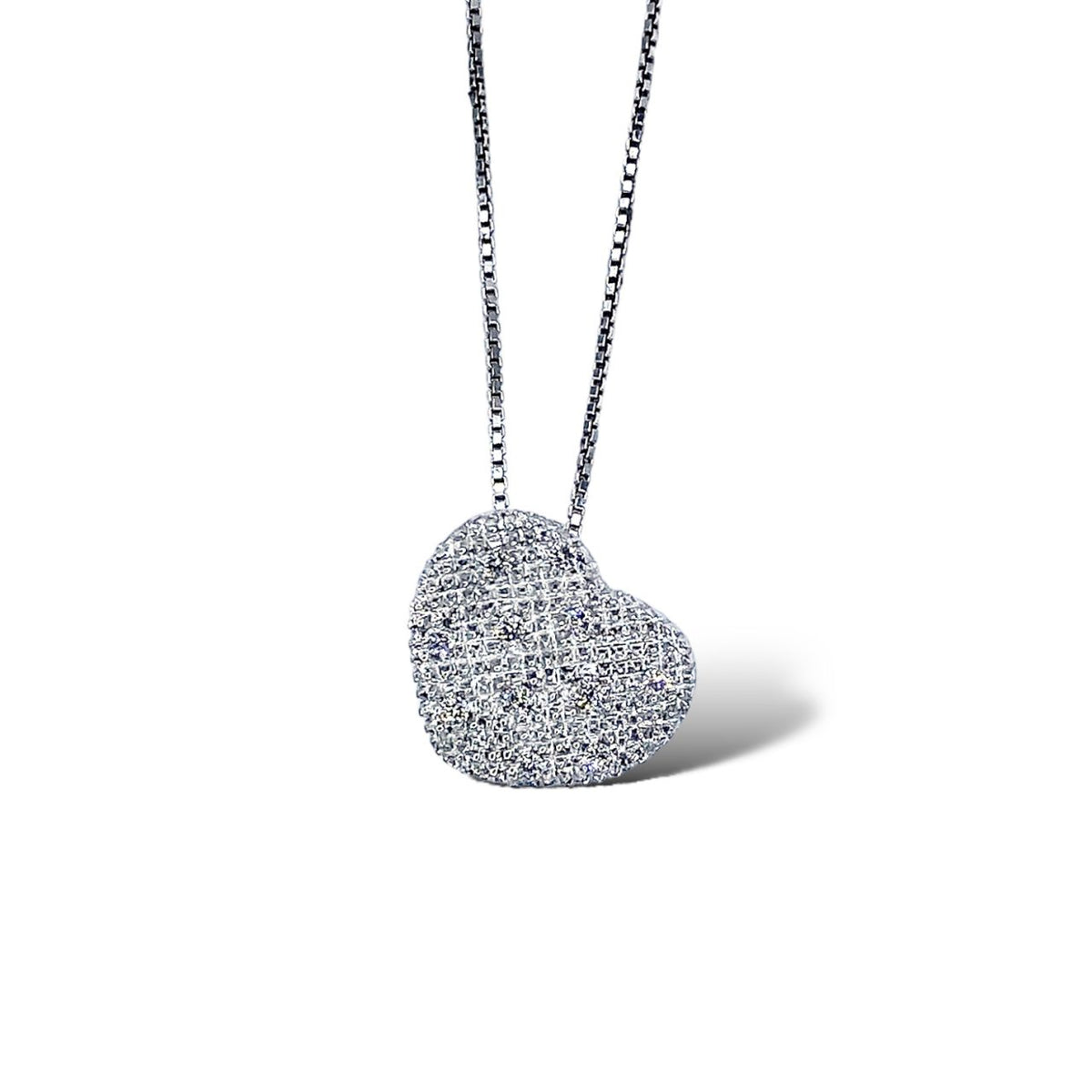 Collana a Cuore Donna in Oro 18KT e Diamanti Ct 0.10