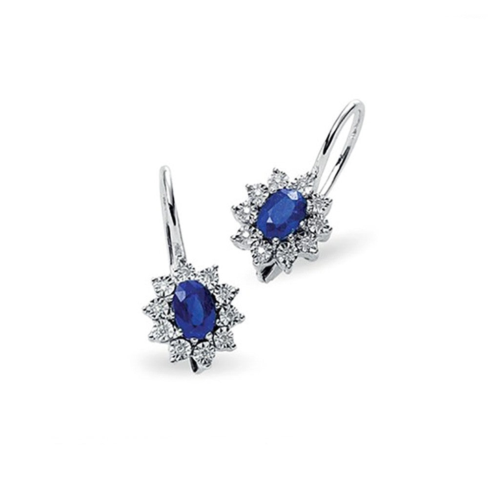 Orecchini Donna Oro 18KT con Zaffiri Ct. 1.10 e Diamanti