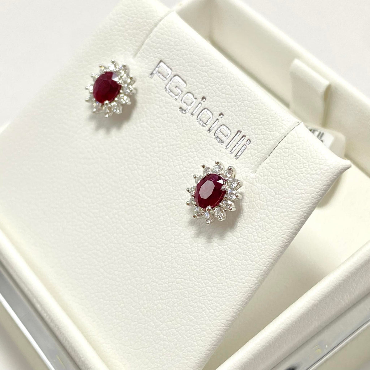 Orecchini Donna Pg Gioielli con Diamanti e Rubini Ct. 0,74