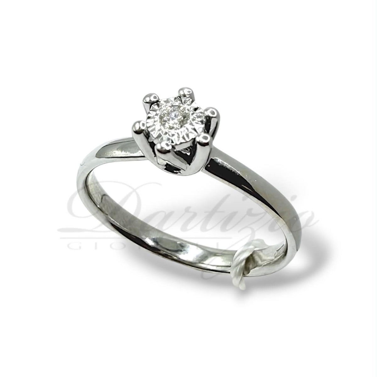 Anello Donna Solitario in Oro 18KT 18KT Con Diamante Ct. 0.03