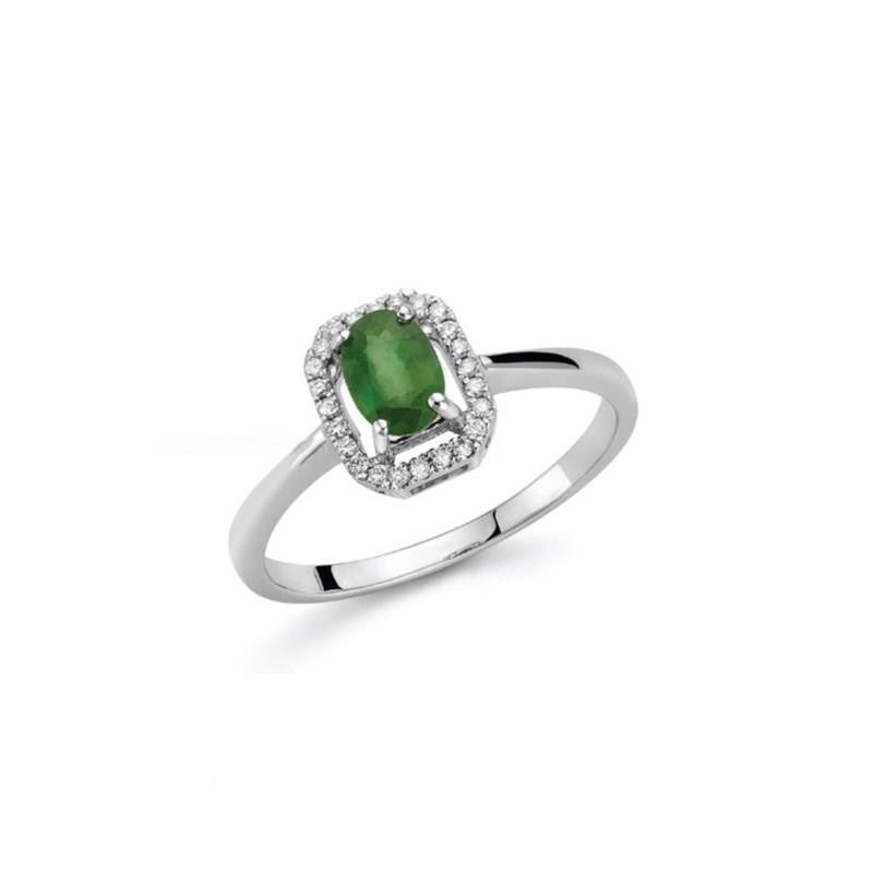 Anello Donna Oro 18KT con Diamanti e Smeraldo Ct. 0.35