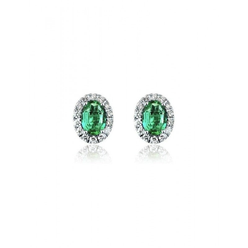 Orecchini Donna Oro 18KT con Smeraldi Ct. 0,70 e Diamanti