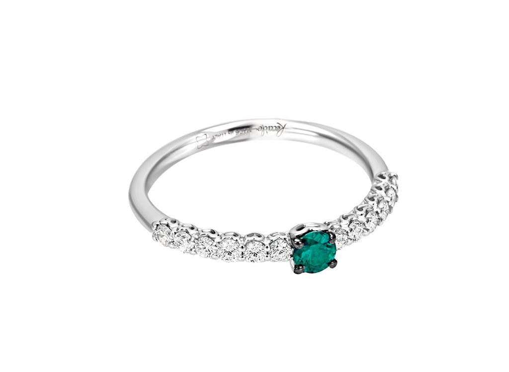 Anello donna Recarlo con Smeraldo ct 0.13 e Diamanti