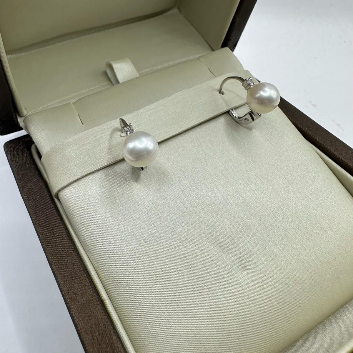 Orecchini Donna Ora con Perle Naturali mm 7-7,5 e Diamanti