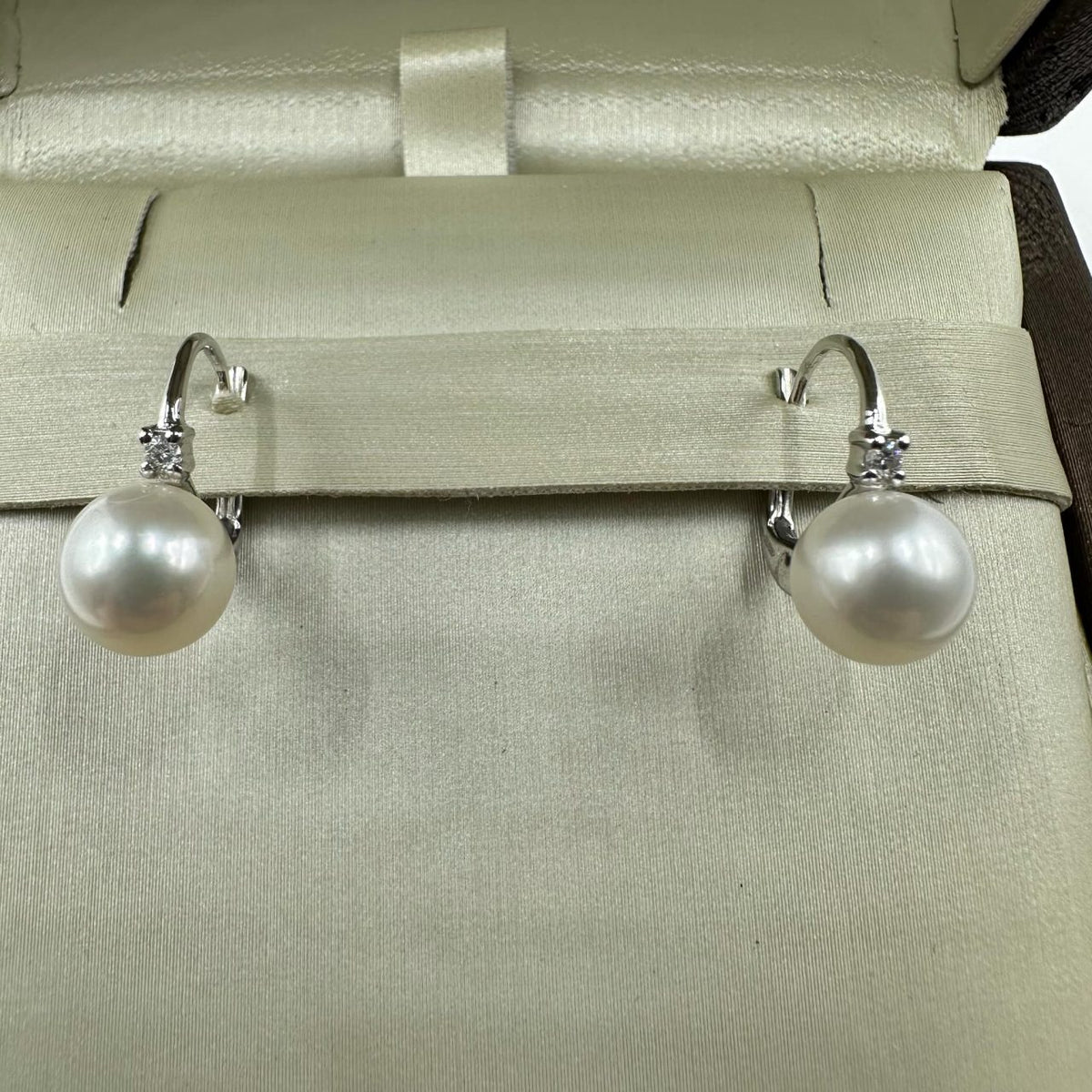 Orecchini Donna Ora con Perle Naturali mm 7,5-8 e Diamanti