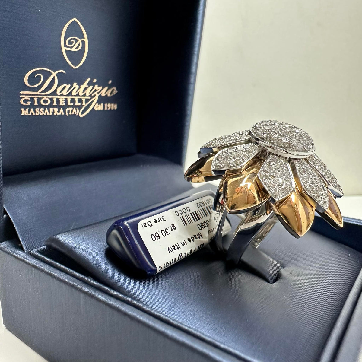 Anello Dartizio Gioielli a Fiore in Oro 18KT 18KT e Rosè con Diamanti