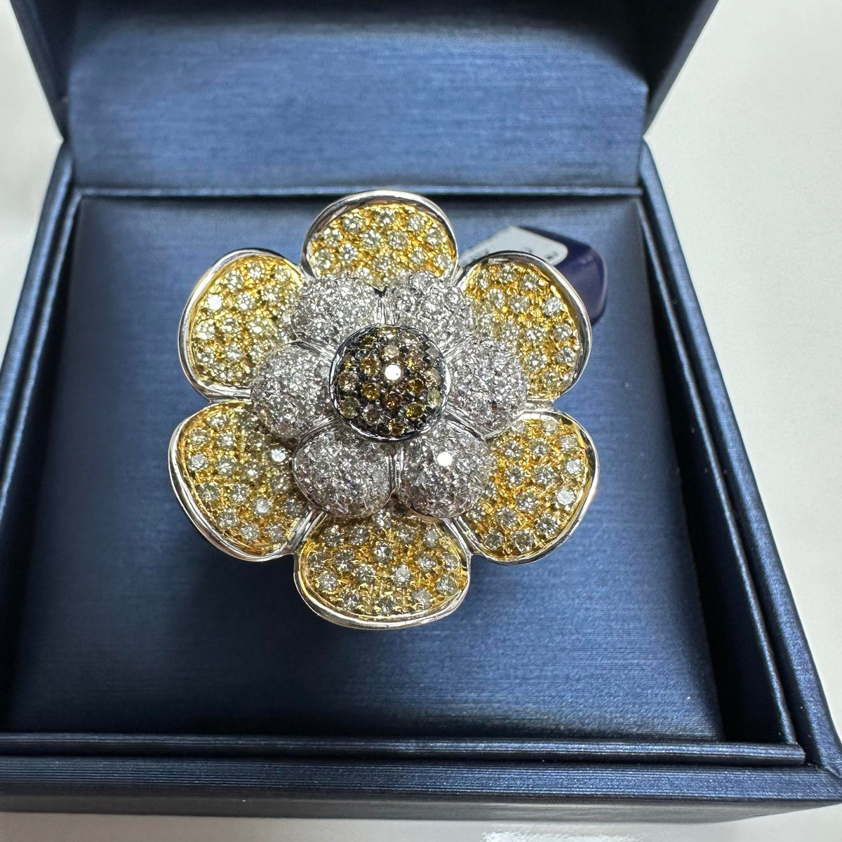 Anello Dartizio Gioielli a Fiore in Oro 18KT 18KT con Diamanti