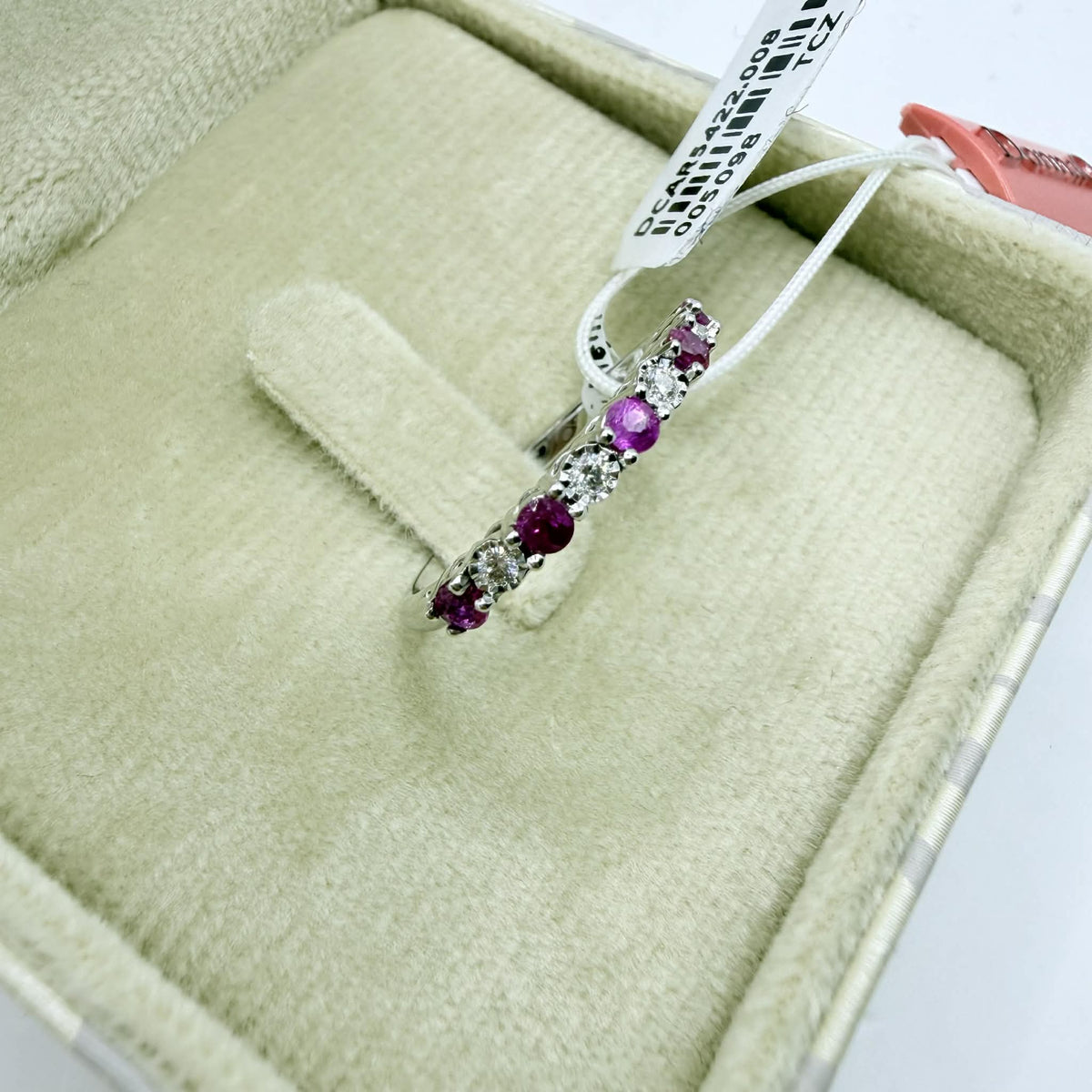 Anello Veretta Donna Oro 18KT con Rubini Ct 0.50 e Diamanti