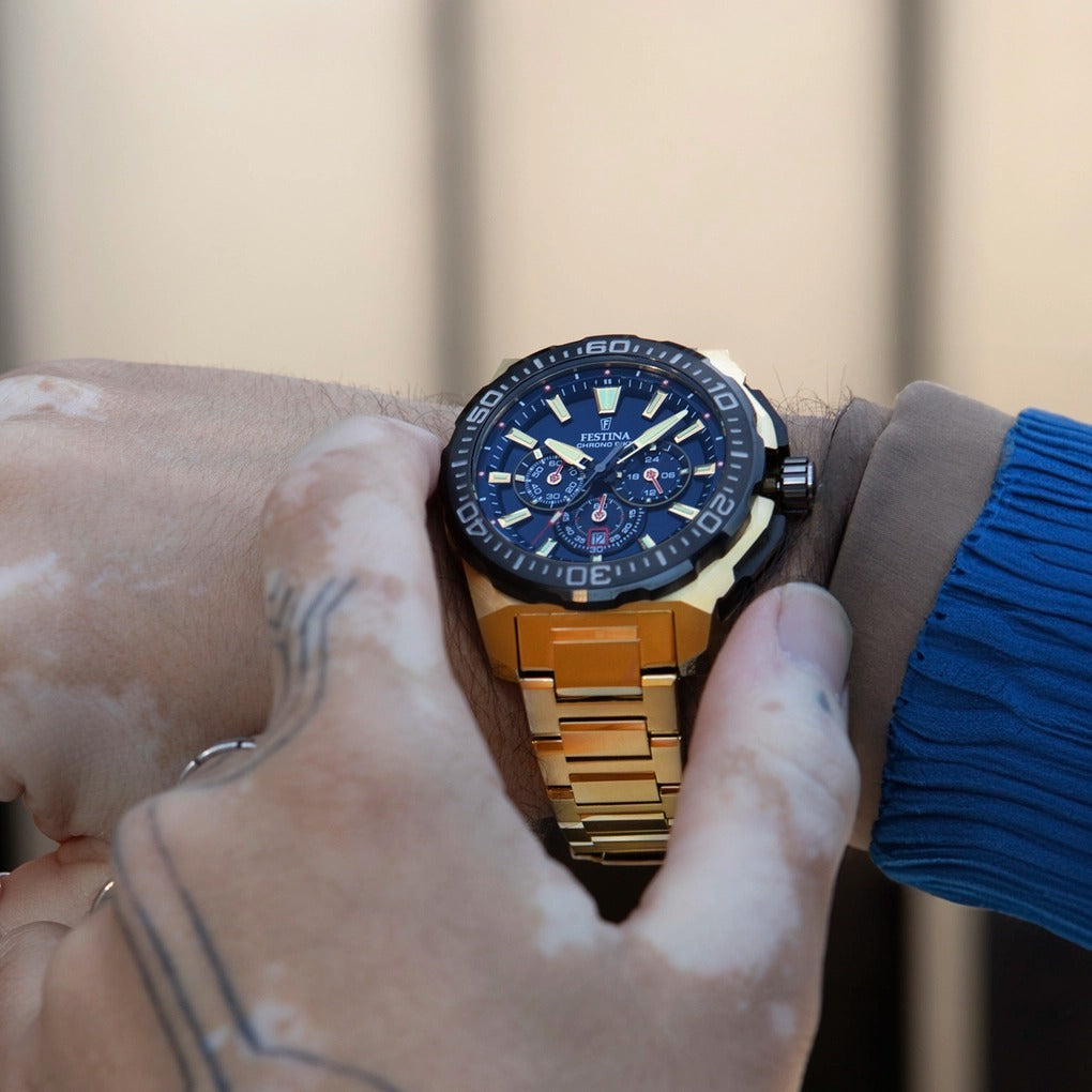 Orologio Uomo Festina in Acciaio Dorato Chronobike