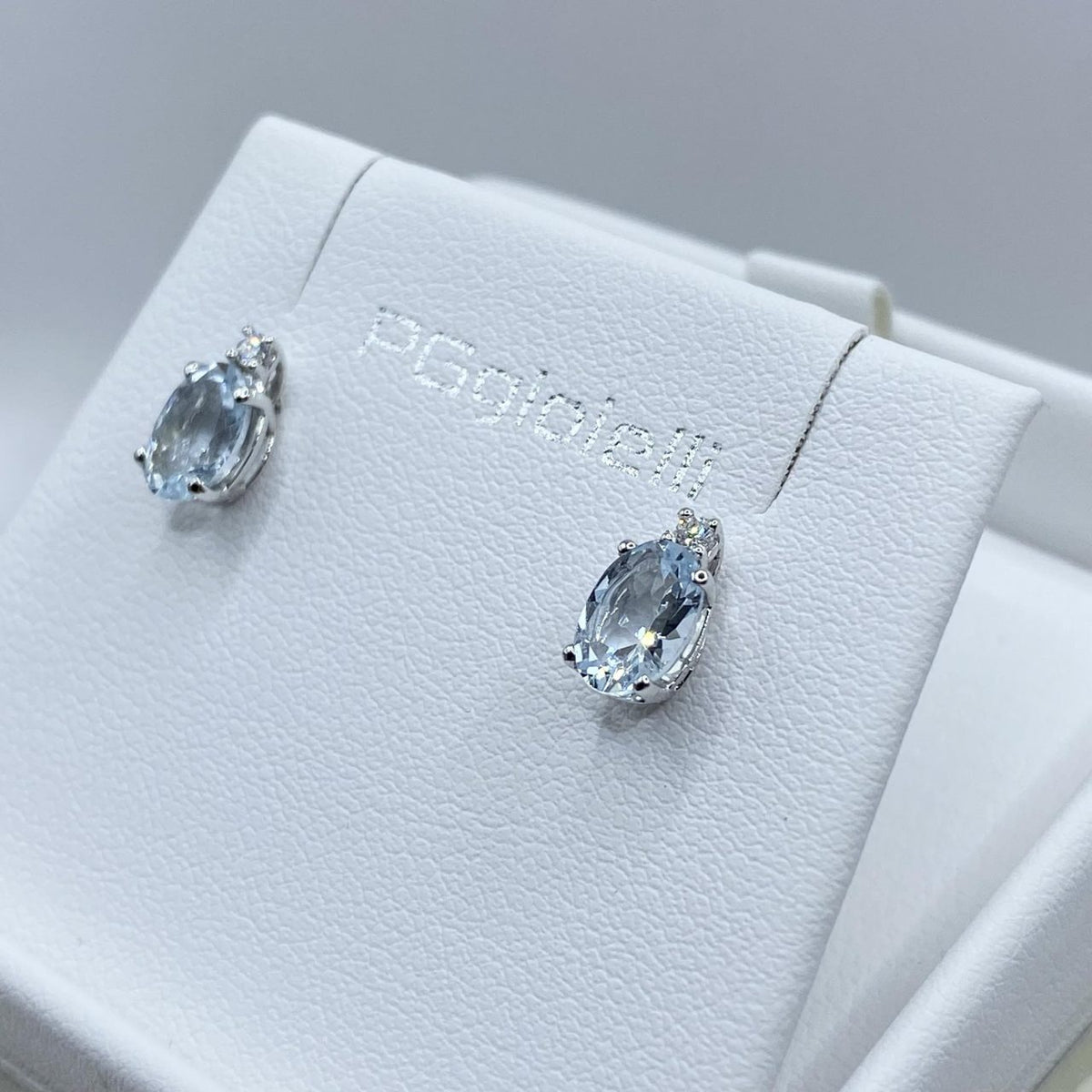 Orecchini Pg Gioielli in Oro 18KT con Acquamarina e Diamanti