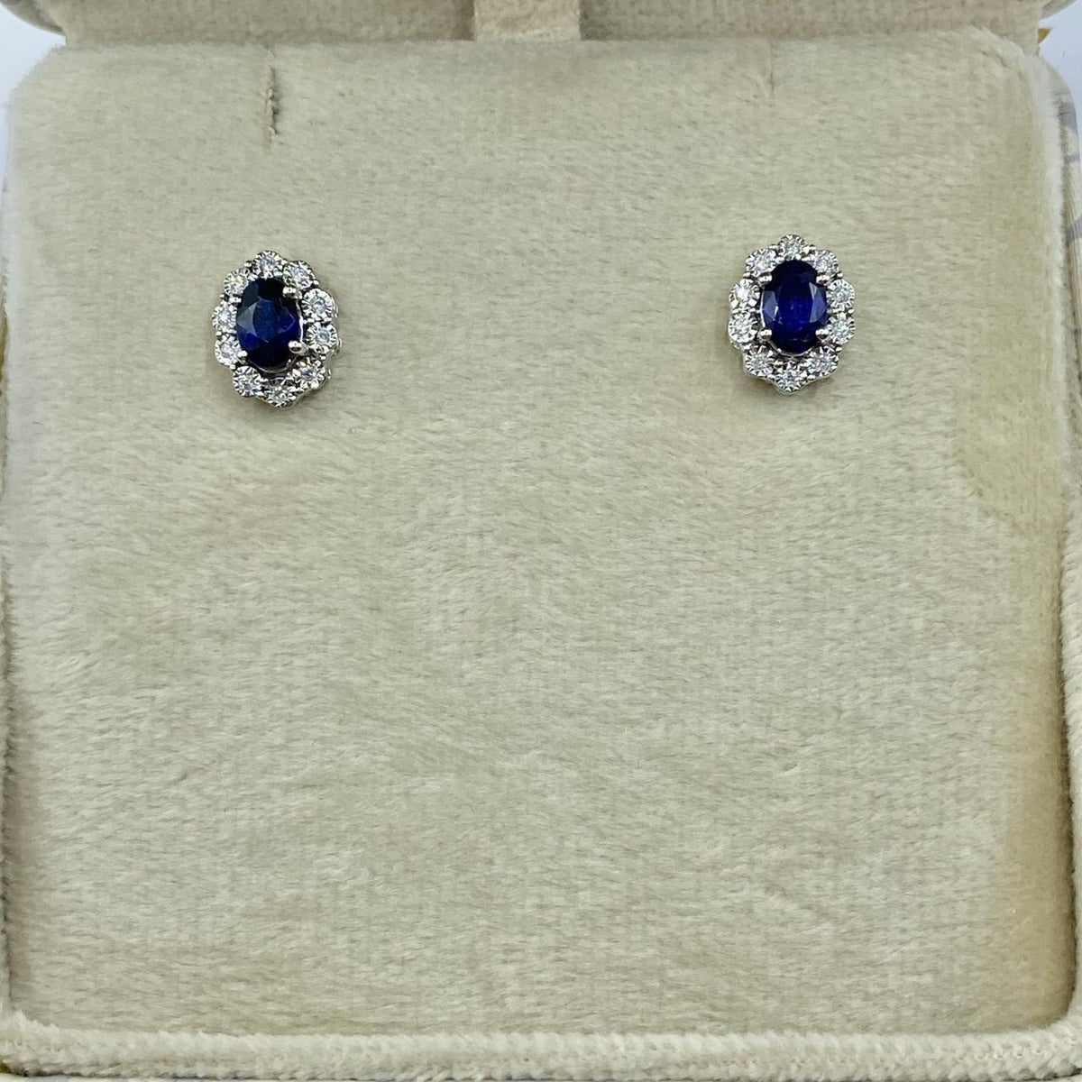 Orecchini Donna Oro 18KT con Zaffiri Ct. 1.10 e Diamanti