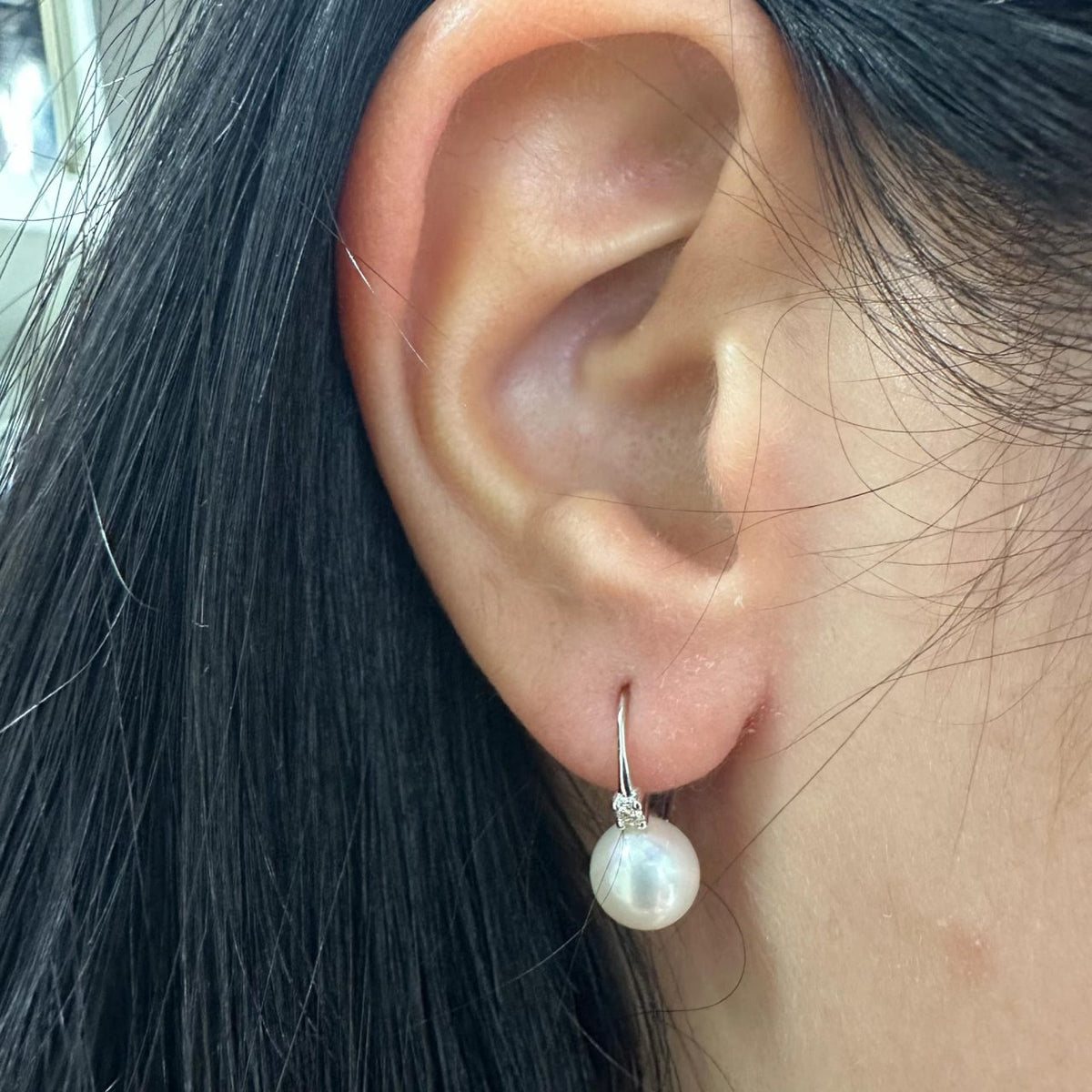 Orecchini Donna Ora con Perle Naturali mm 7-7,5 e Diamanti