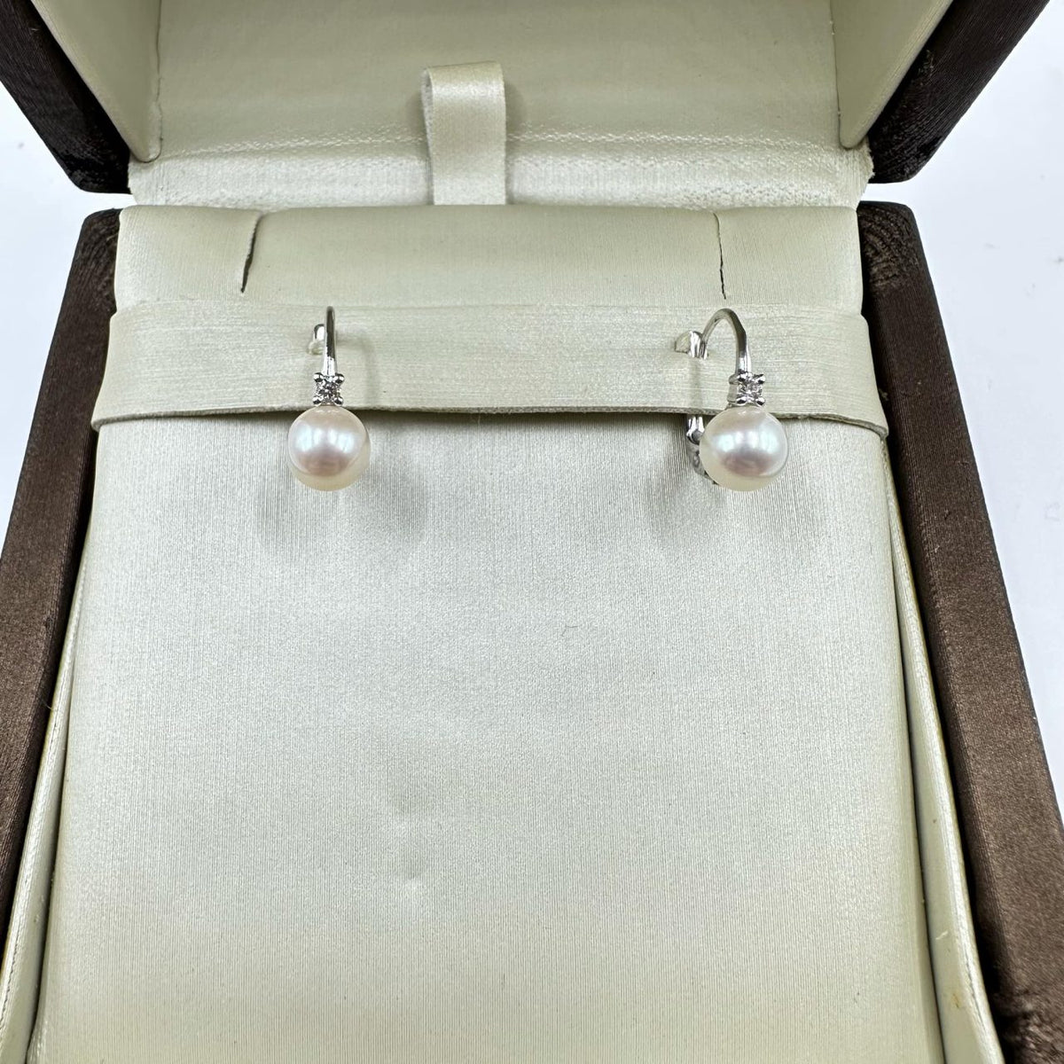 Orecchini Donna Ora con Perle Naturali mm 6-6,5 e Diamanti