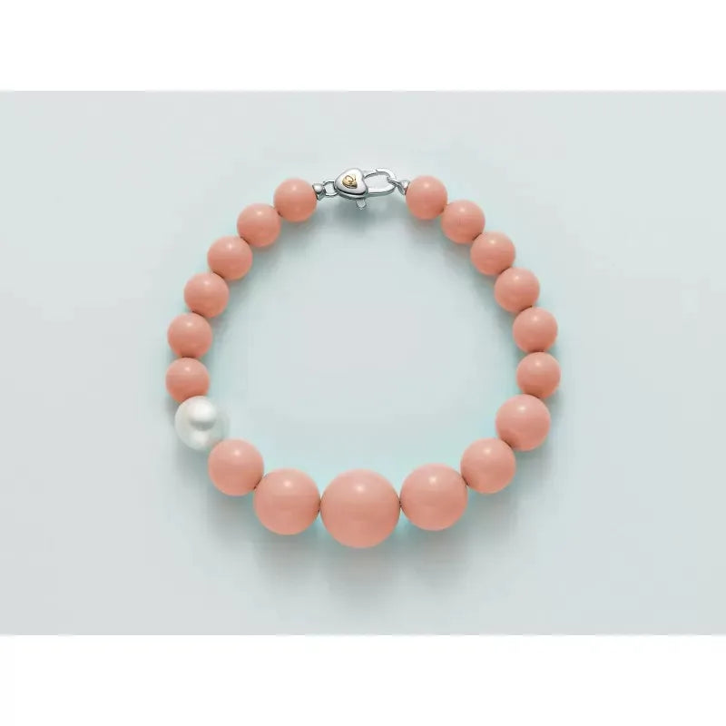 Bracciale Donna Miluna in Argento con Corallo Rosa e Perla