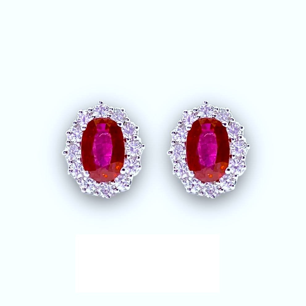 Orecchini Donna Recarlo con Diamanti e Rubini Ct.1.06