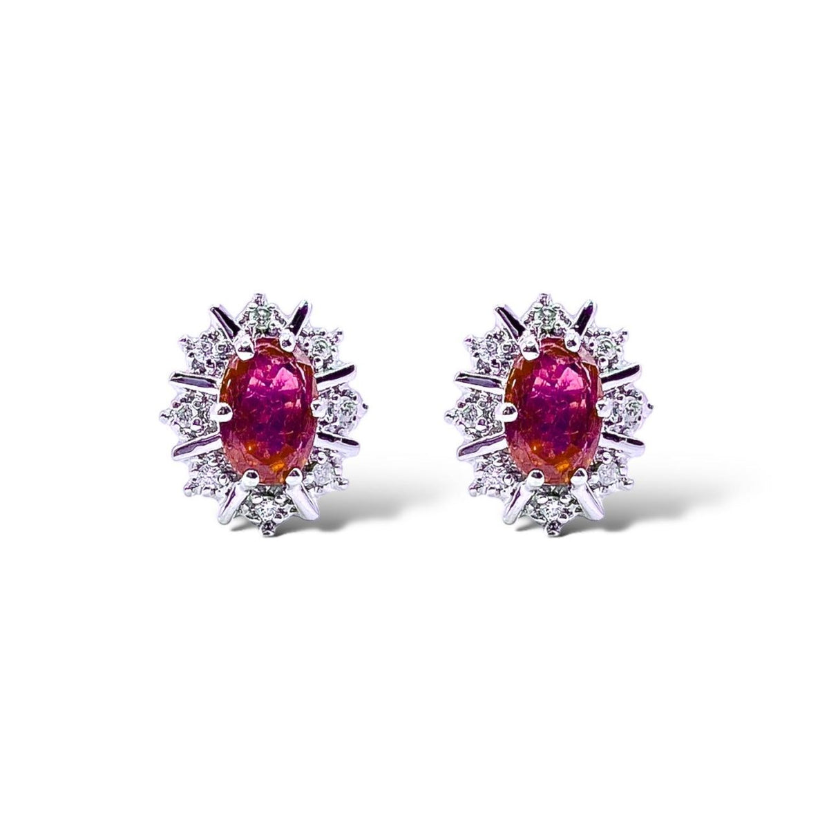 Orecchini Donna Oro 18KT con Rubini Ct. 1.10 e Diamanti