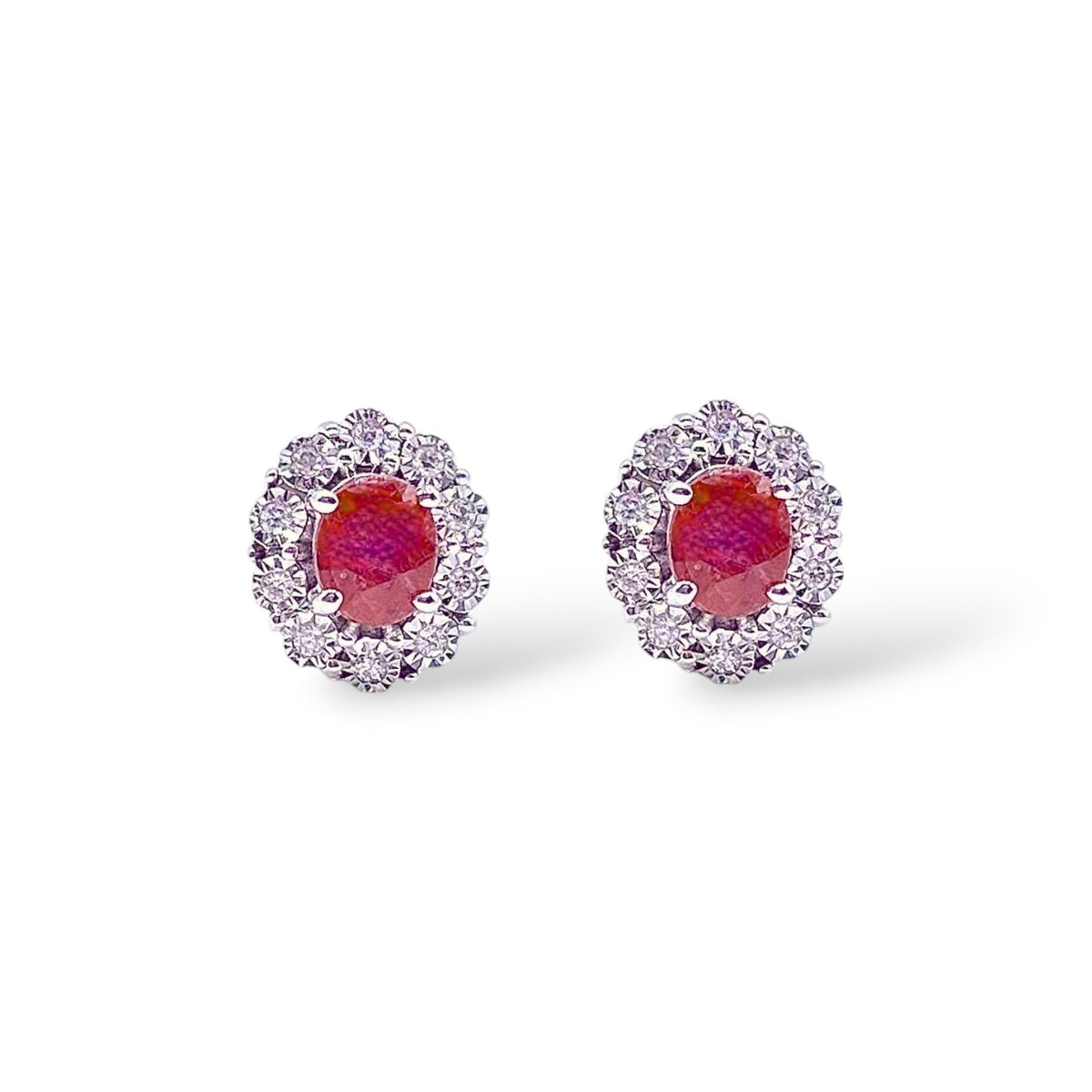 Orecchini Donna Oro 18KT con Rubini Ct. 0.40 e Diamanti