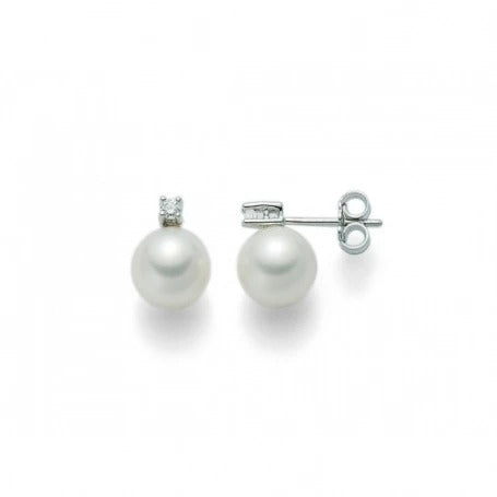 Orecchini Miluana in Oro 18KT 18KT con Perle mm. 7,5-8 e Diamanti