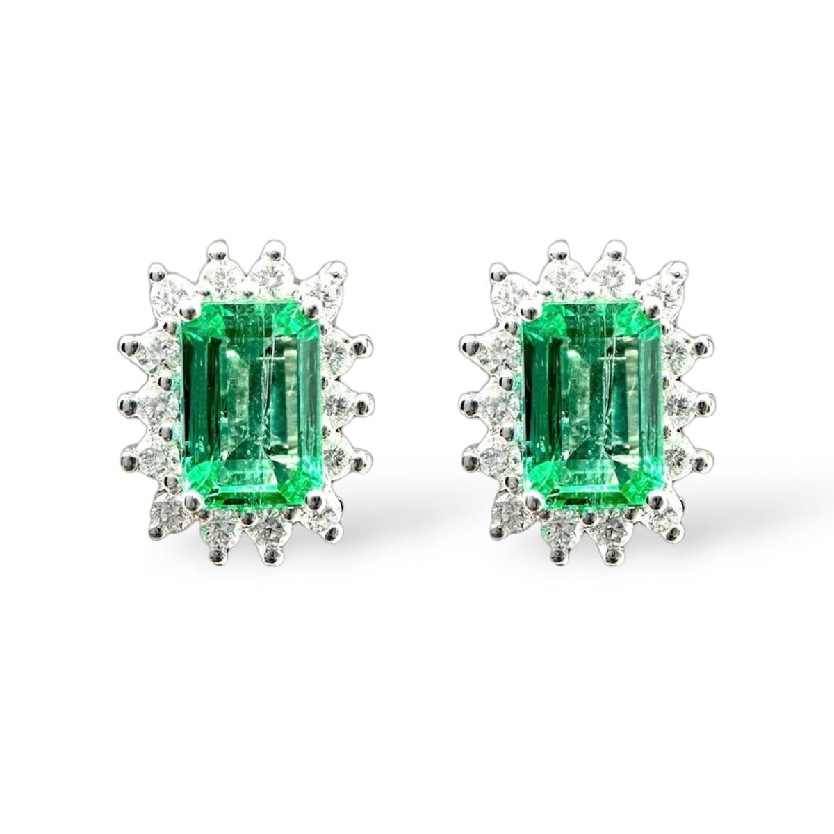 Orecchini Recarlo con Diamanti e Smeraldi Ct. 1,04