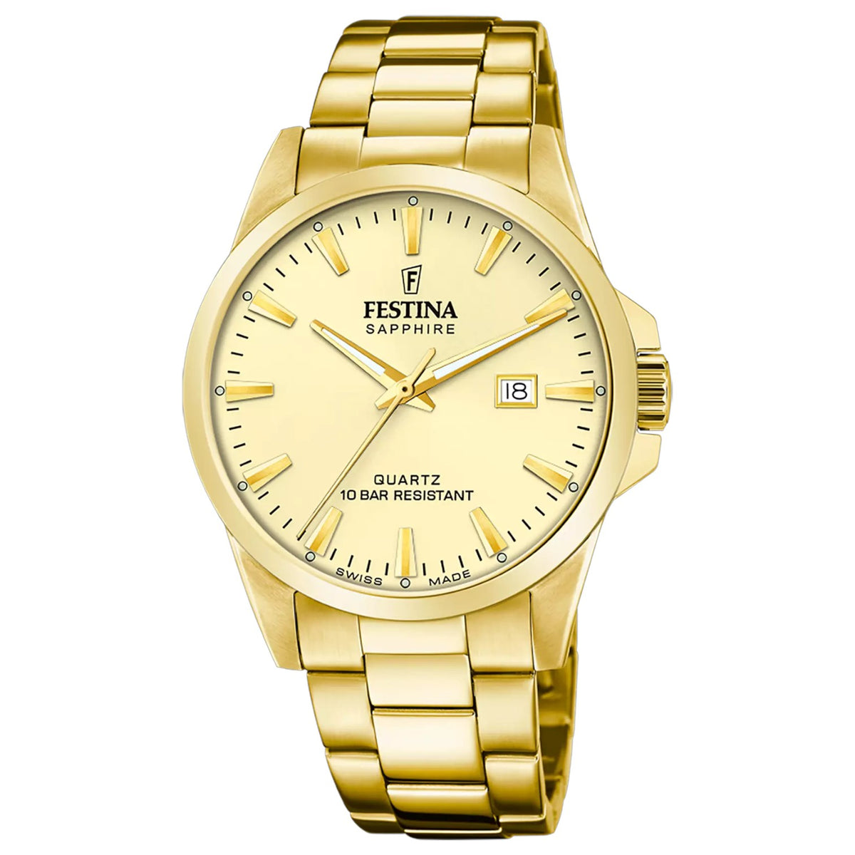 Orologio Uomo Festina in Acciaio Dorato Solo Tempo Swiss Made