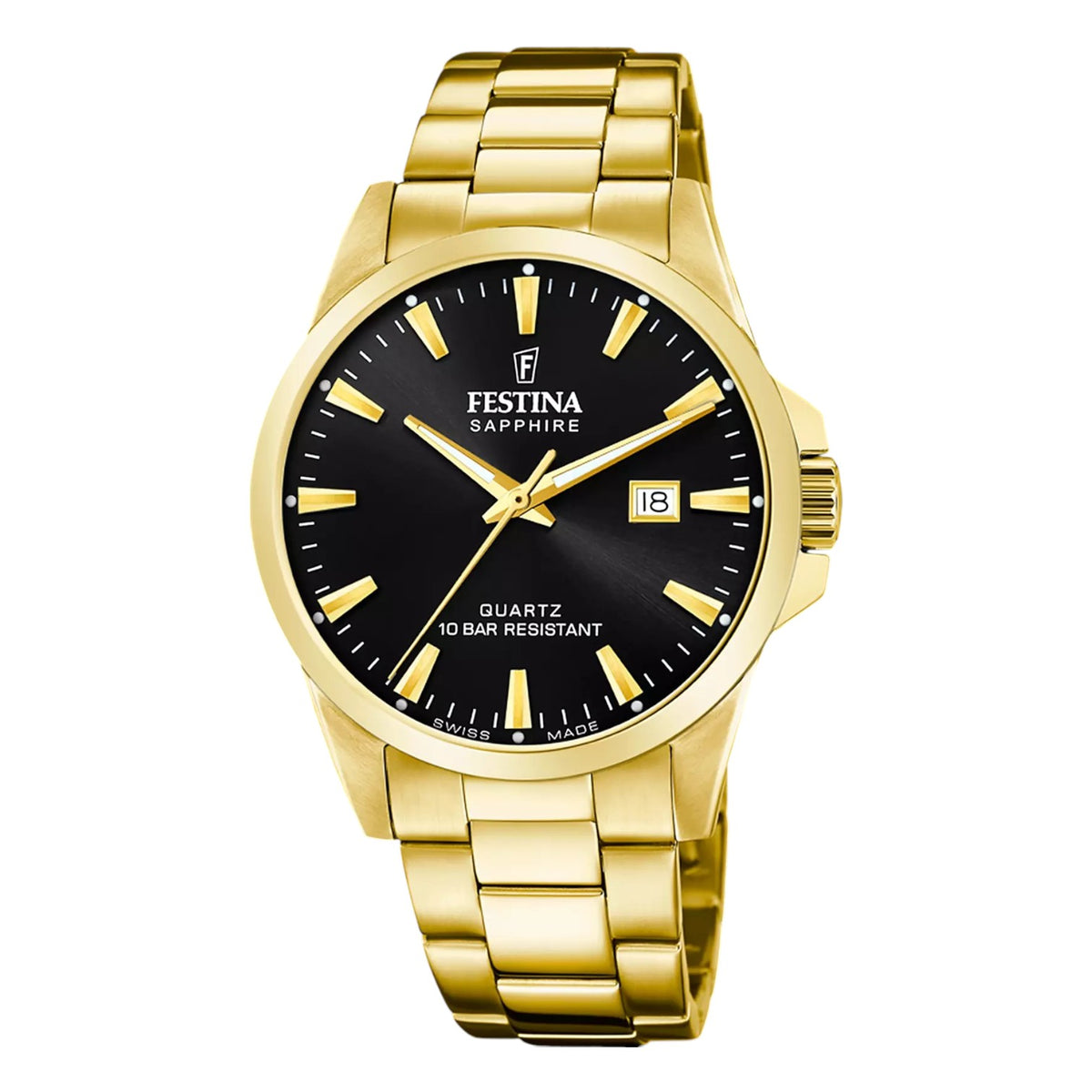 Orologio Uomo Festina in Acciaio Dorato Solo Tempo Swiss Made