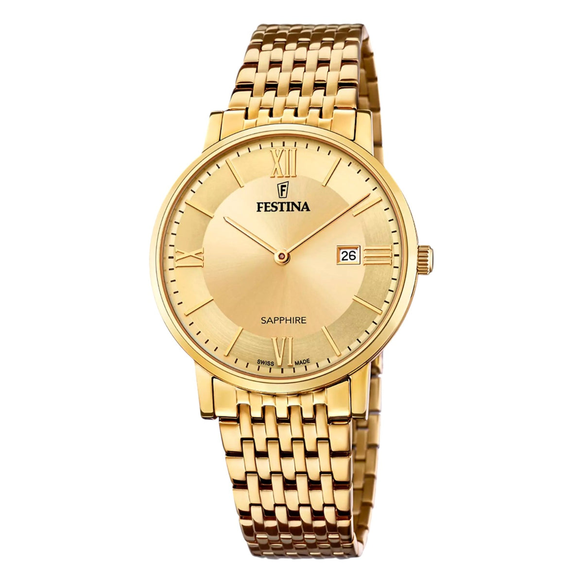 Orologio Uomo Festina in Acciaio Dorato Solo Tempo Swiss Made