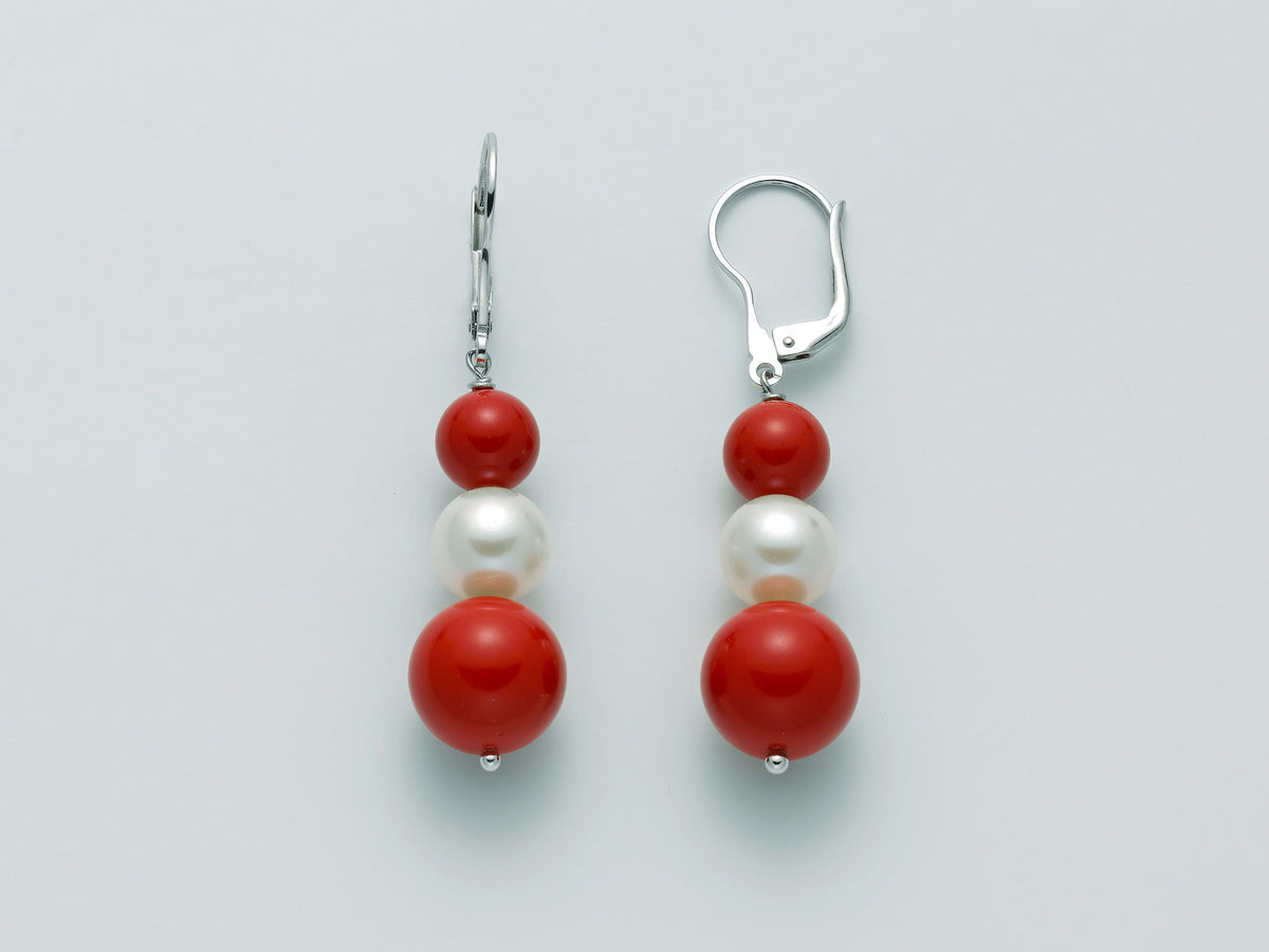 Orecchini Donna Miluna in Argento con Corallo Rosso e Perla