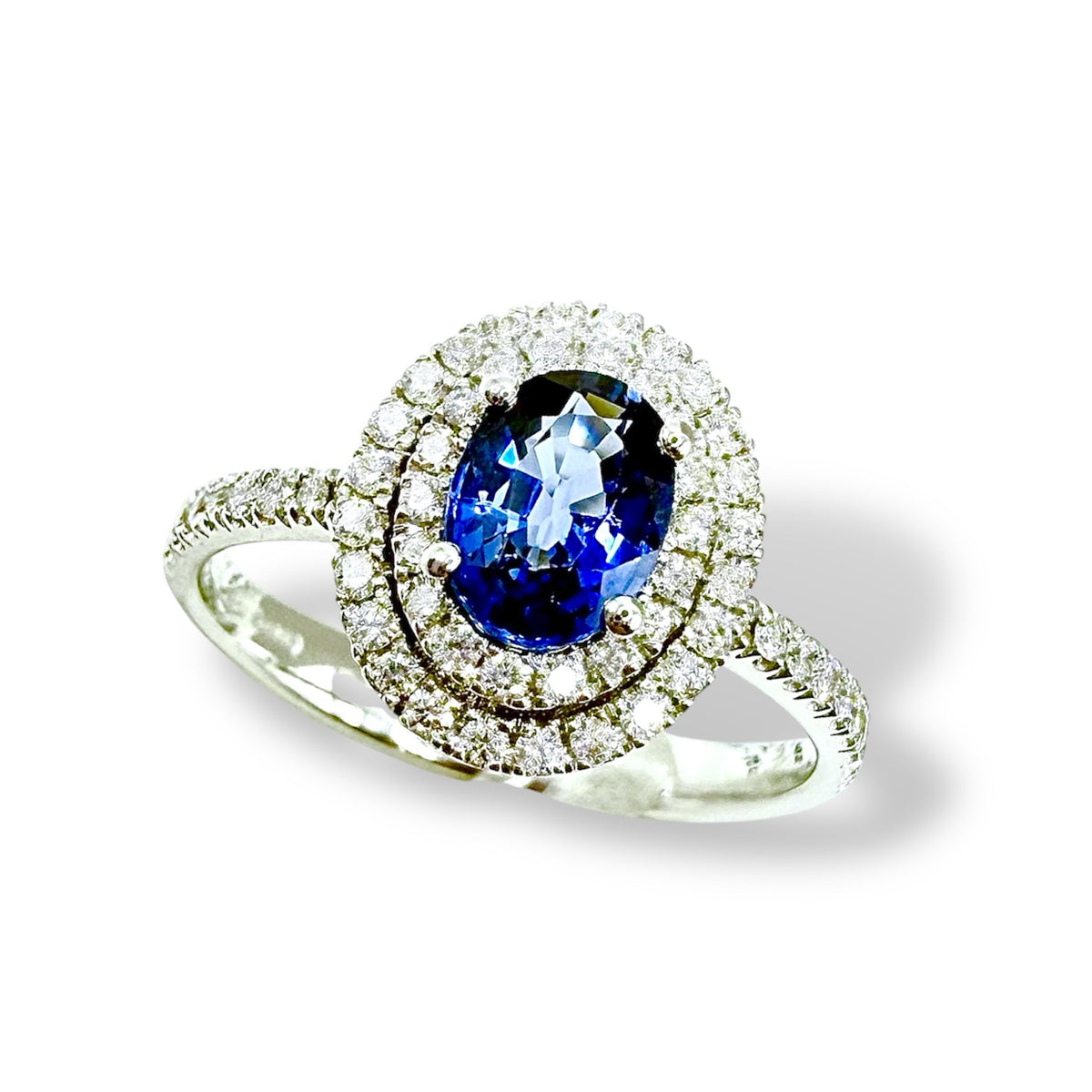 Anello Donna Crivelli con Diamanti e Zaffiro Ct. 0.91
