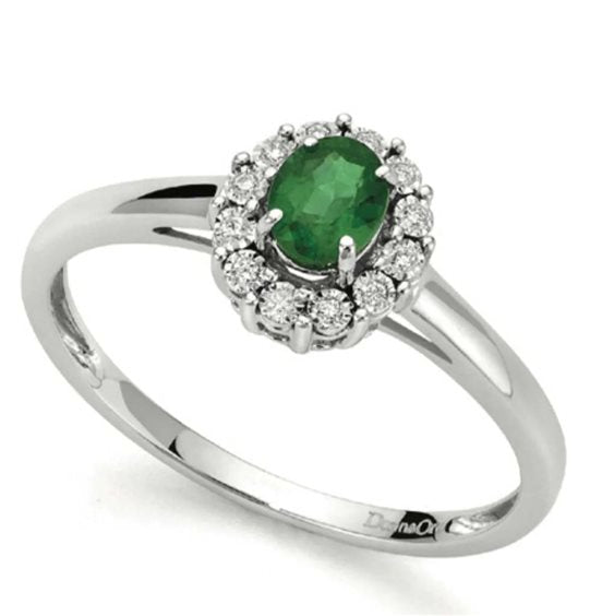 Anello Donna Oro 18KT con Diamanti e Smeraldo Ct. 0,35