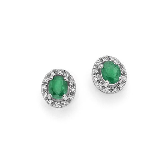 Orecchini Donna Oro 18KT con Smeraldi Ct 0.70 e Diamanti