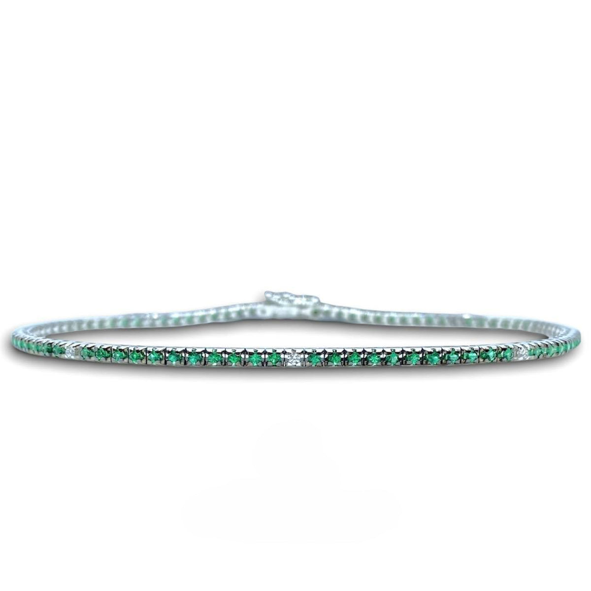 Tennis Crivelli in Oro 18KT con Smeraldi e Diamanti Ct. 0.77
