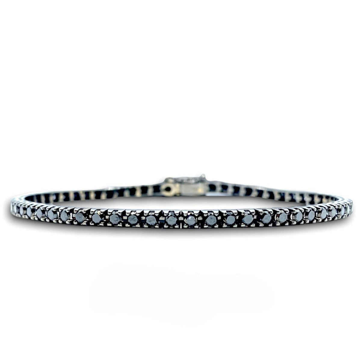 Bracciale Tennis in Oro 18KT Nero con Diamanti Neri Ct 3.30