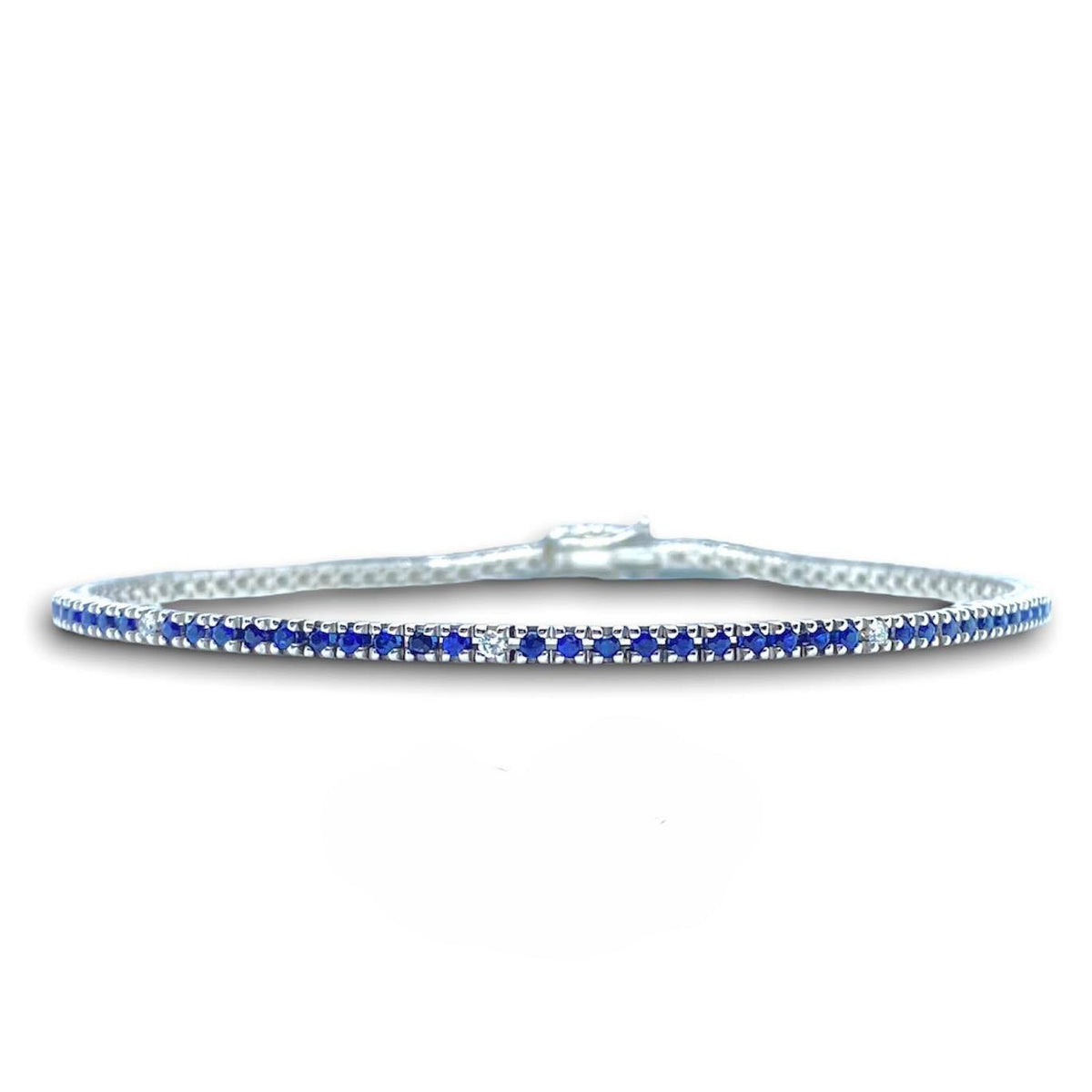 Bracciale Tennis in Oro 18KT con Diamanti e Zaffiri Ct. 1.78