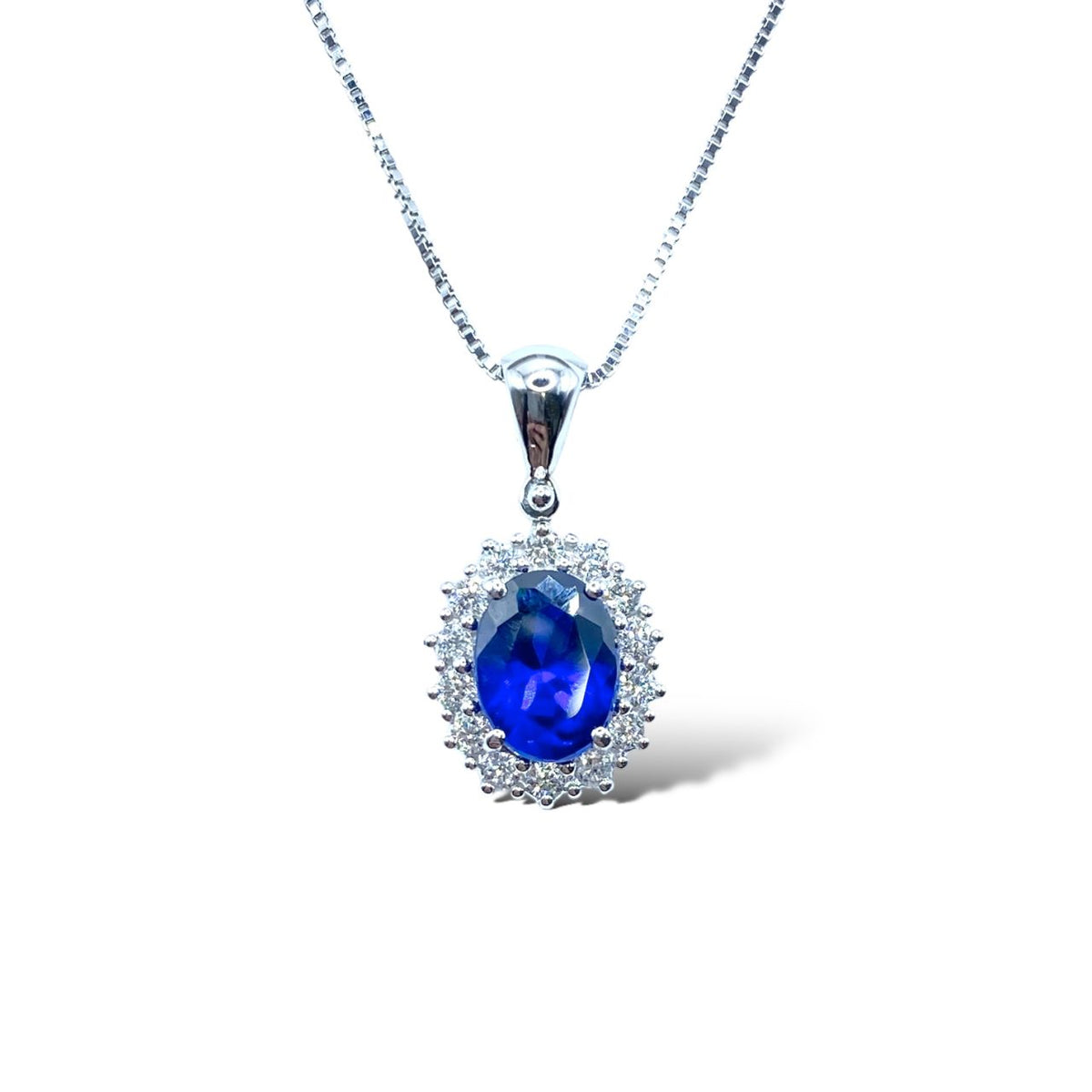 Collana Pg Gioielli in Oro 18KT 18KT con Diamanti e Zaffiro Ct.1,38