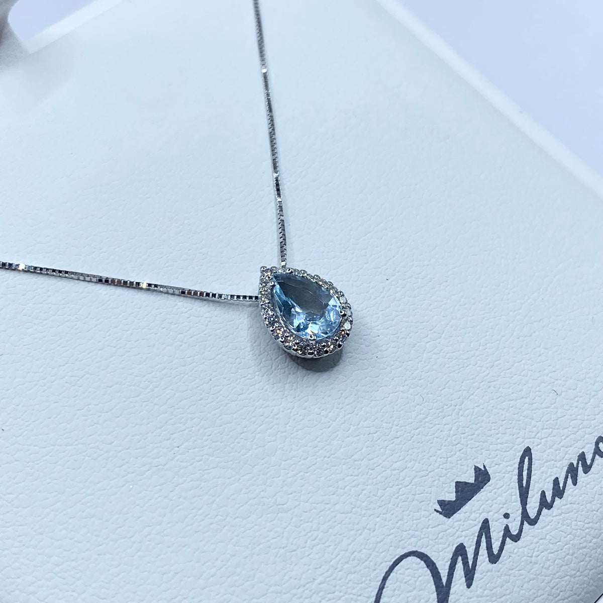 Collana Miluna in Oro 18KT 18KT con Diamanti e Acquamarina Ct. 0,58