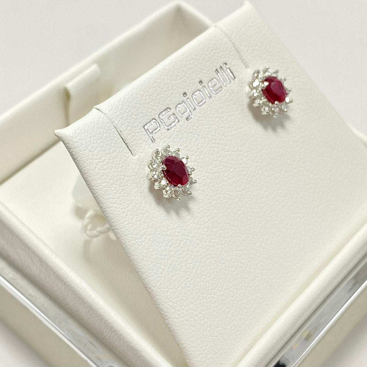 Orecchini Donna Pg Gioielli con Diamanti e Rubini Ct. 0,74