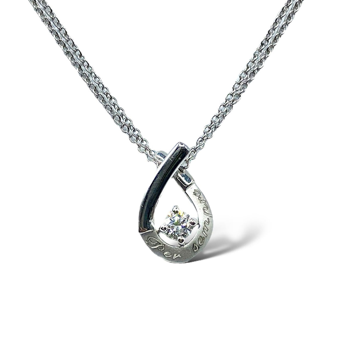Collana Punto Luce Anteo con scritta "Per Sempre" Ct 0.15