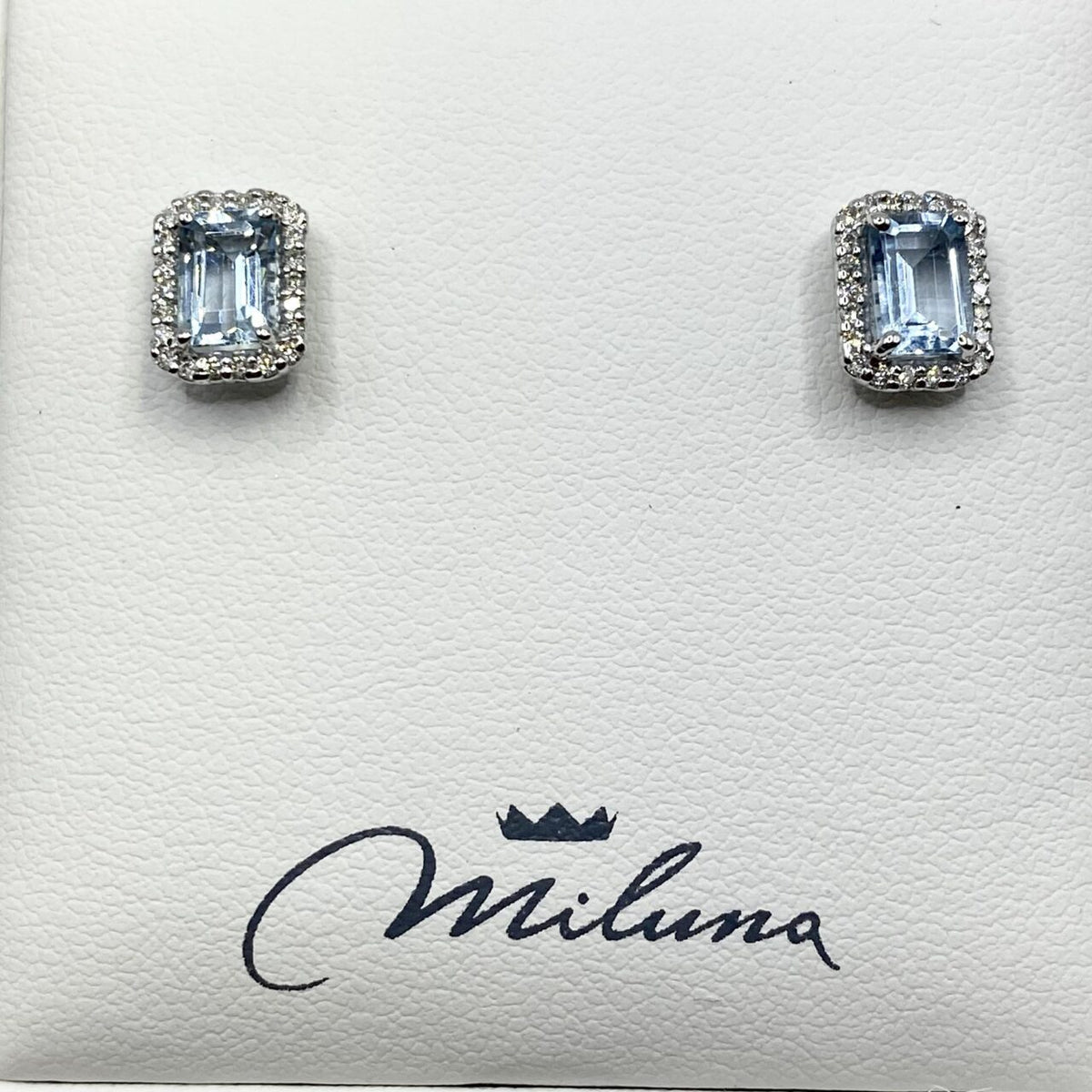 Orecchini Miluna in Oro 18KT 18KT con Diamanti e Acquamarina Ct. 1,06