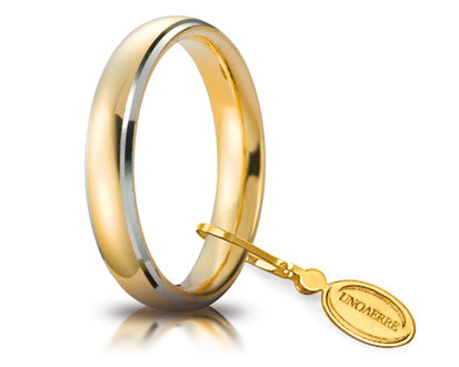 Fede Unoaerre Comoda 4mm in Oro 18KT 18KT e Bianco