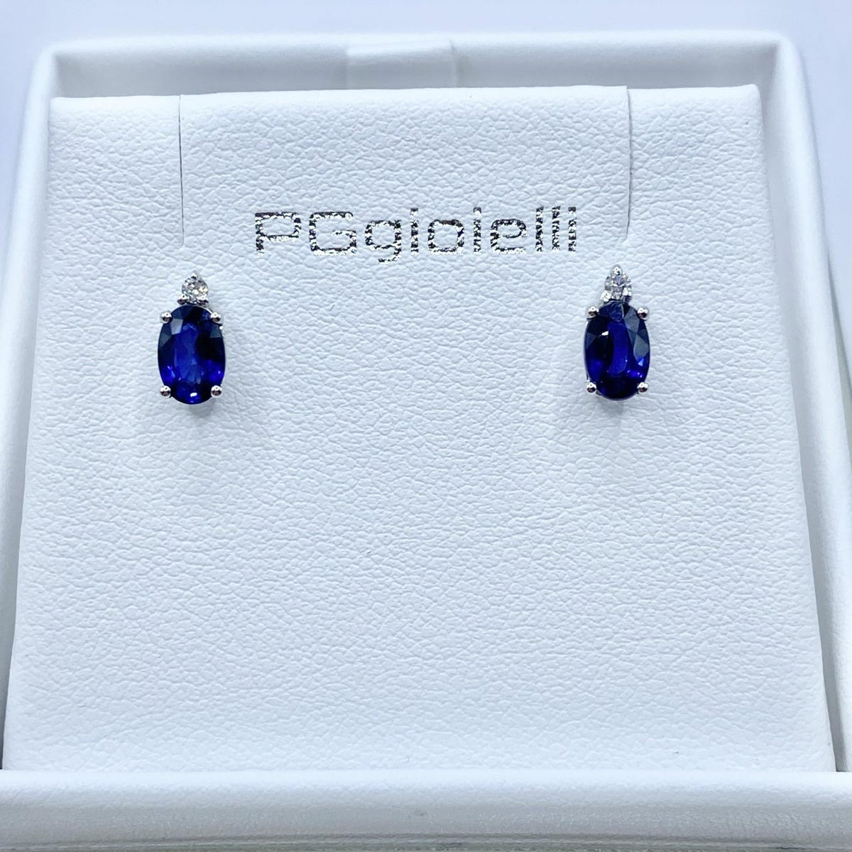 Orecchini Pg Gioielli in Oro 18KT con Zaffiri Ct. 1,12 e Diamanti