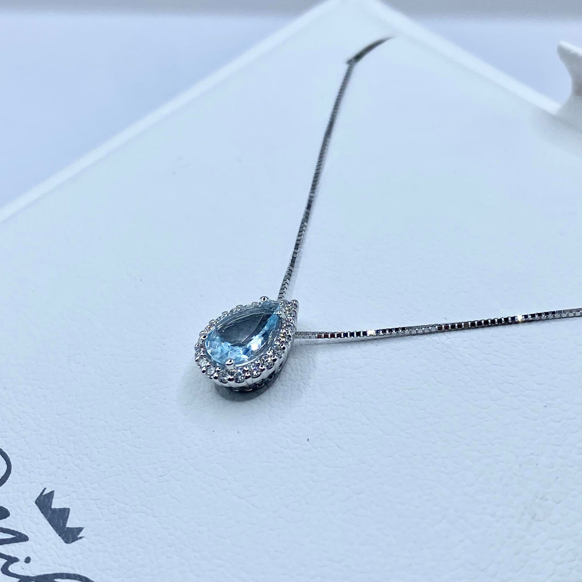 Collana Miluna in Oro 18KT 18KT con Diamanti e Acquamarina Ct. 0,58