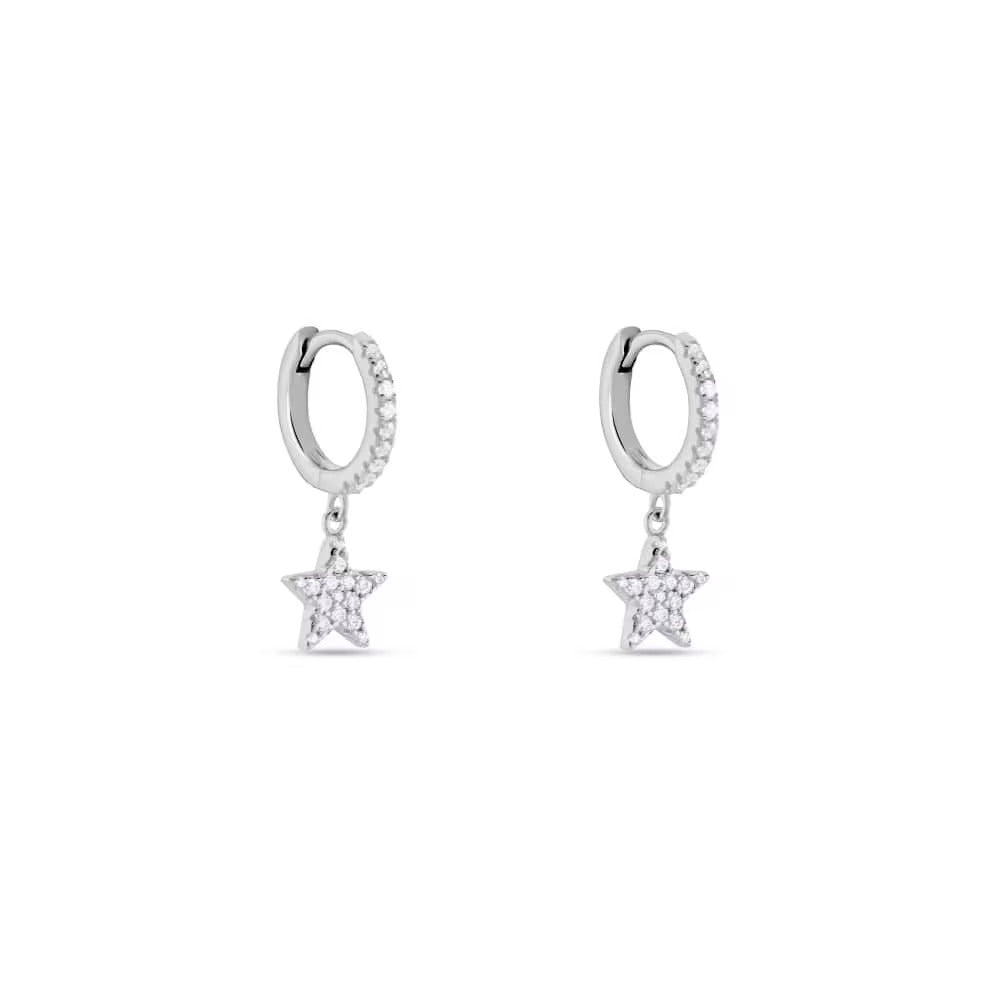 Orecchini Stroili a cerchio con stelle in argento 925 e zirconi