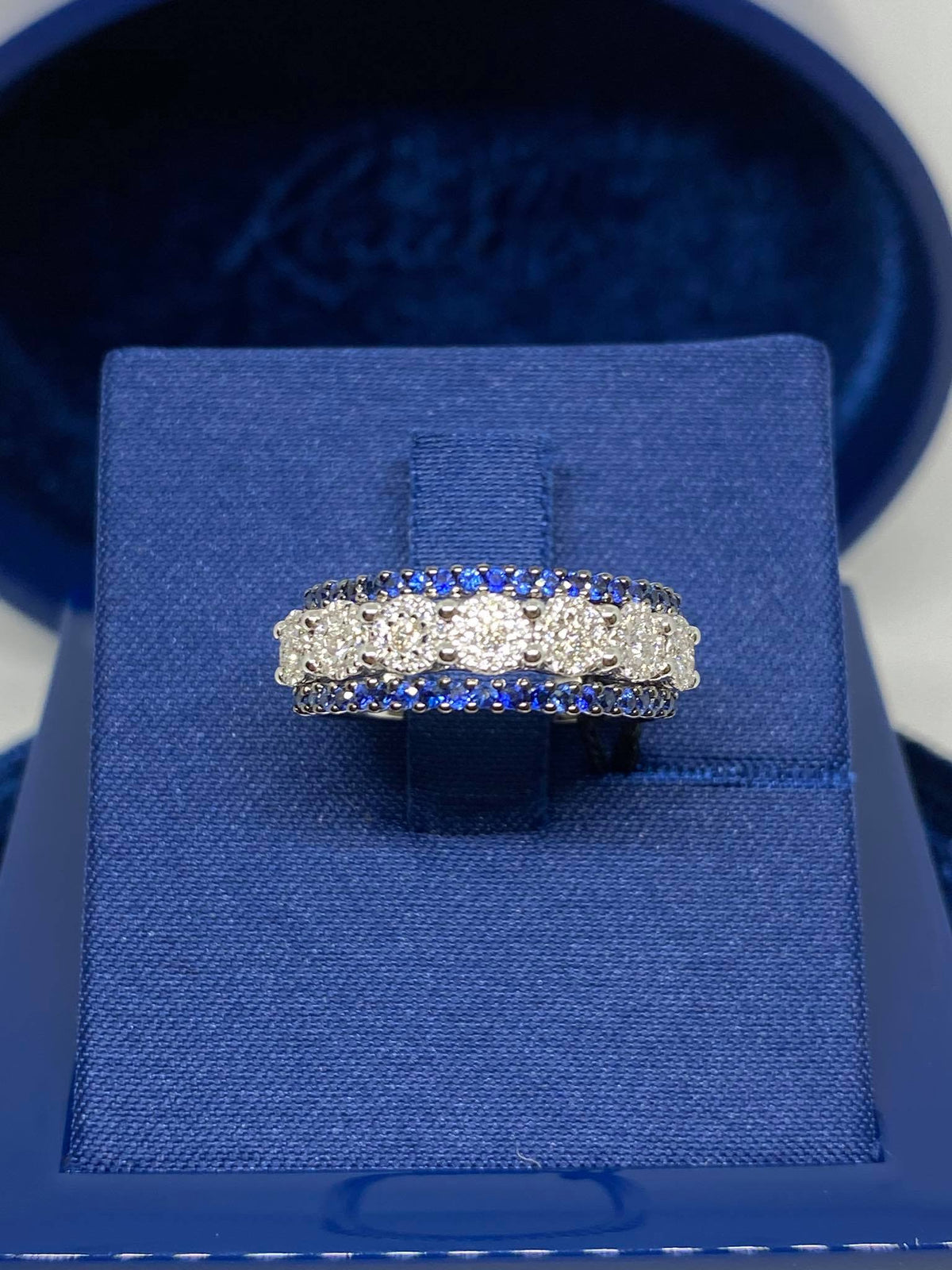 Anello Donna Recarlo con Zaffiri Ct 0.41 e Diamanti - r51fm139/zb
