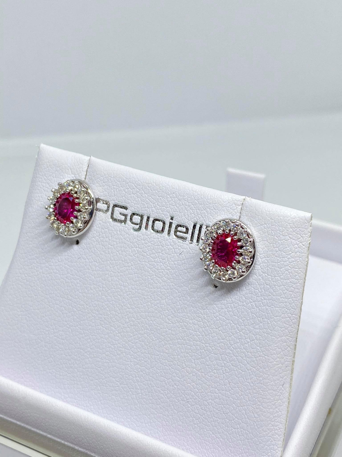 Orecchini Donna PG Gioielli con Rubini ct 0,60 e Diamanti