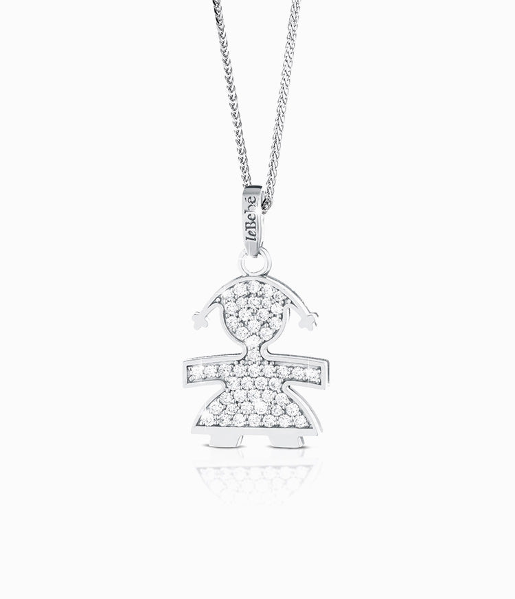 Ciondolo Le Bebè Pavè Grandi Bimba Oro 18KT e Diamanti LBB426