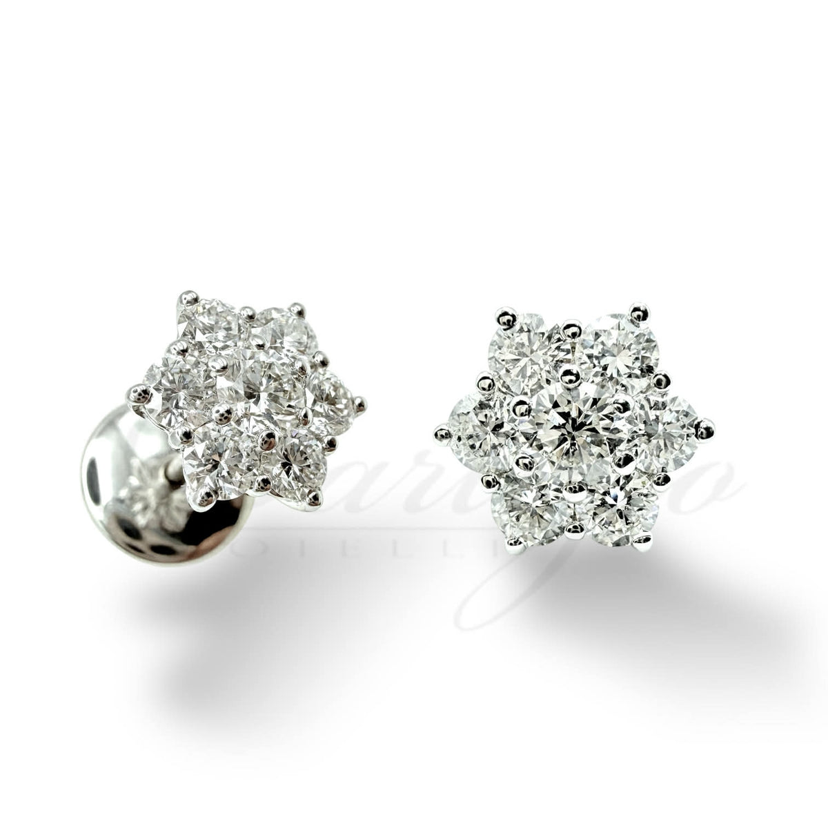 Orecchini Crivelli a Fiore in Oro 18KT 18KT e Diamanti