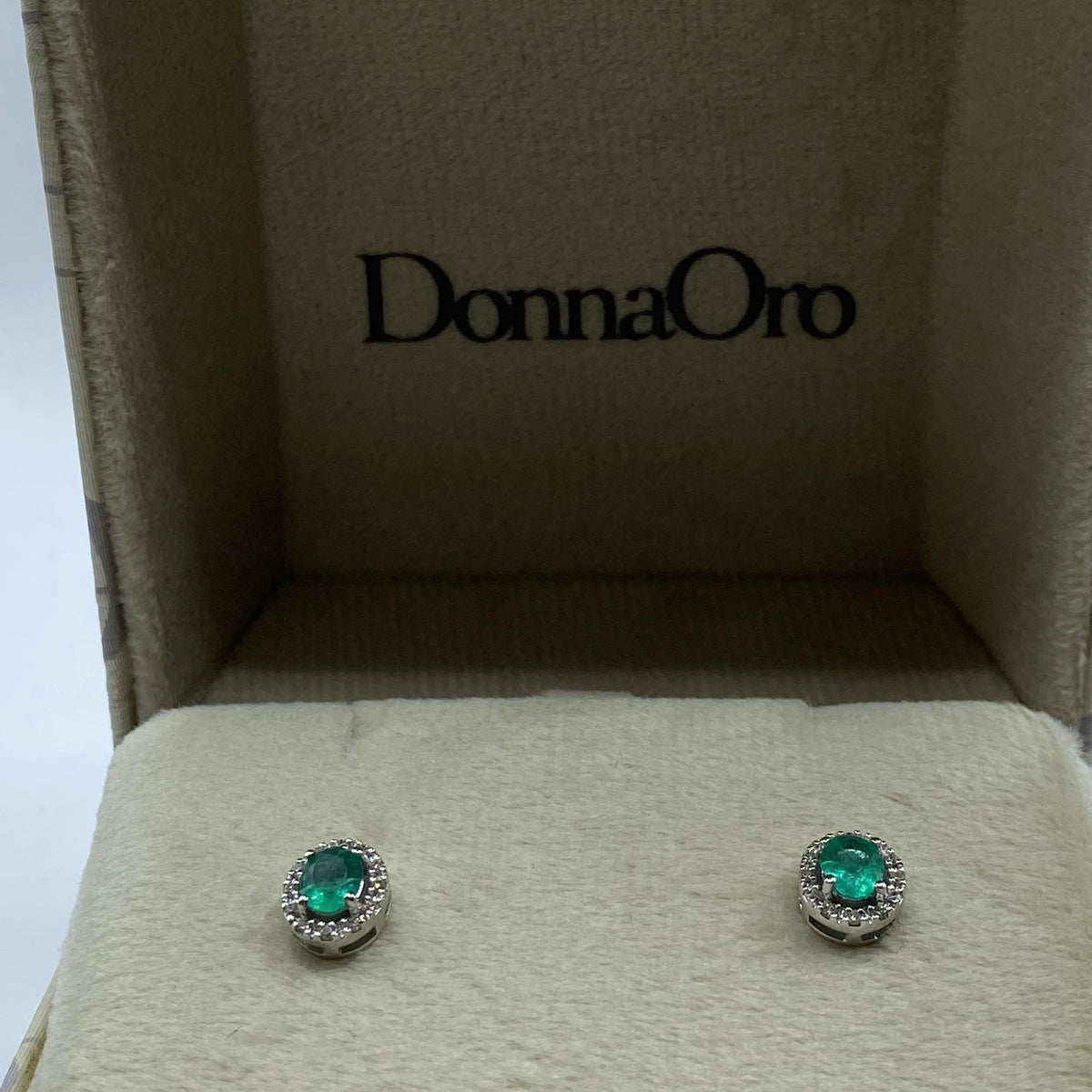 Orecchini Donna Oro 18KT con Smeraldi Ct 0.70 e Diamanti