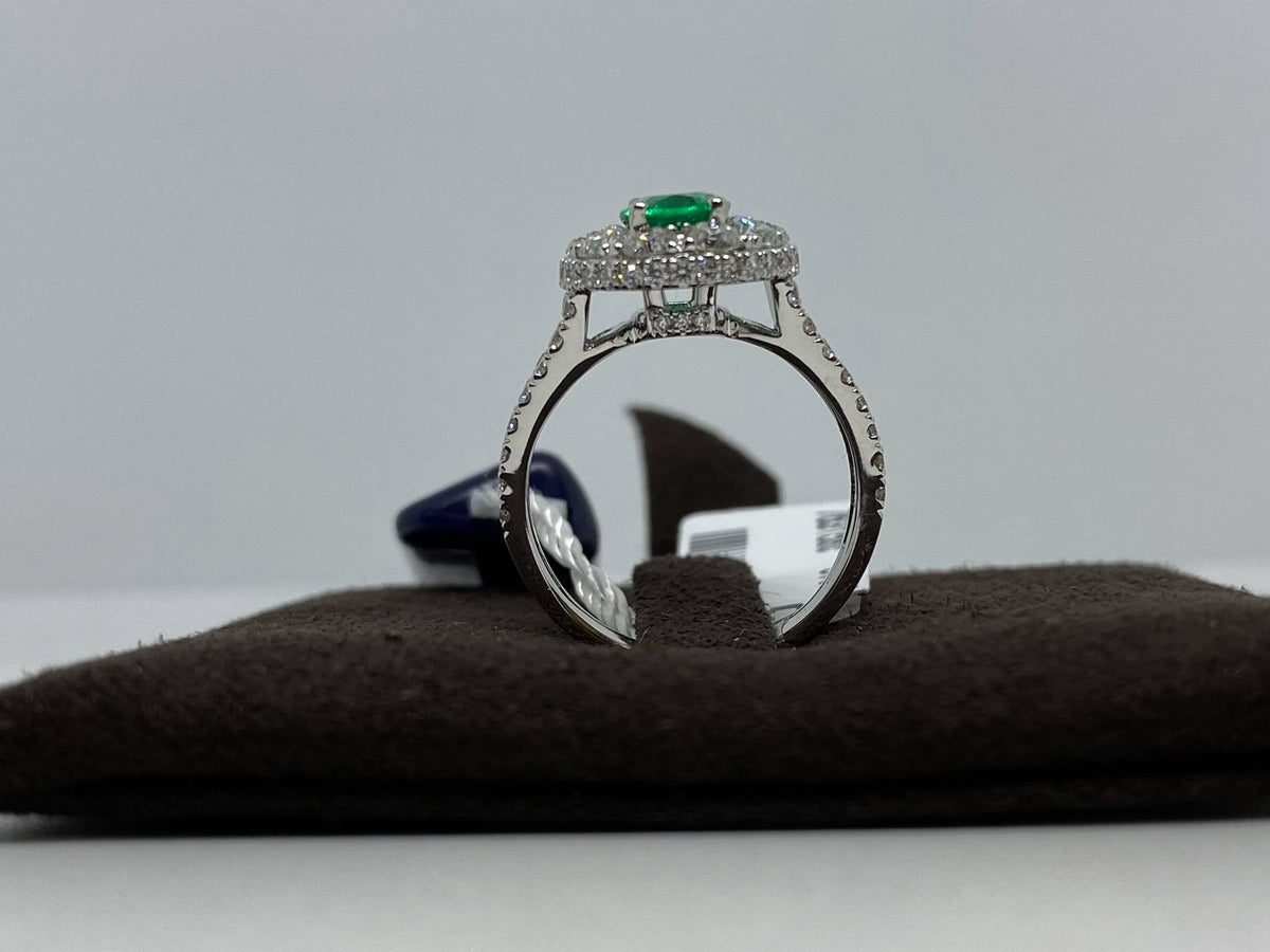 Anello Donna Crivelli con Smeraldo Colombiano Ct 0.97 e Diamanti